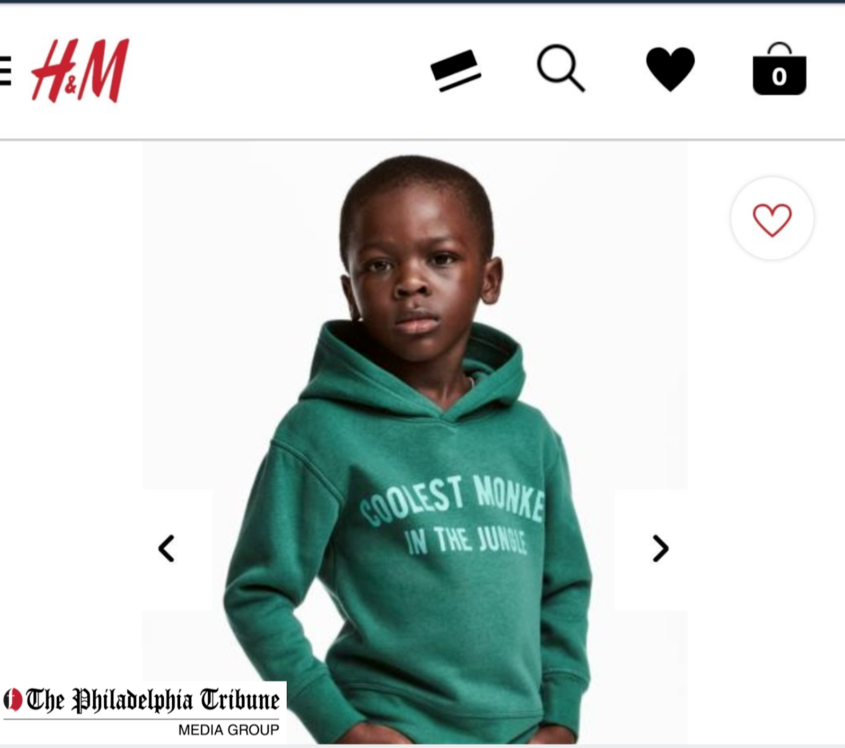 01/08/18: H&M pulls online ad with Black boy wearing ‘monkey’ shirt